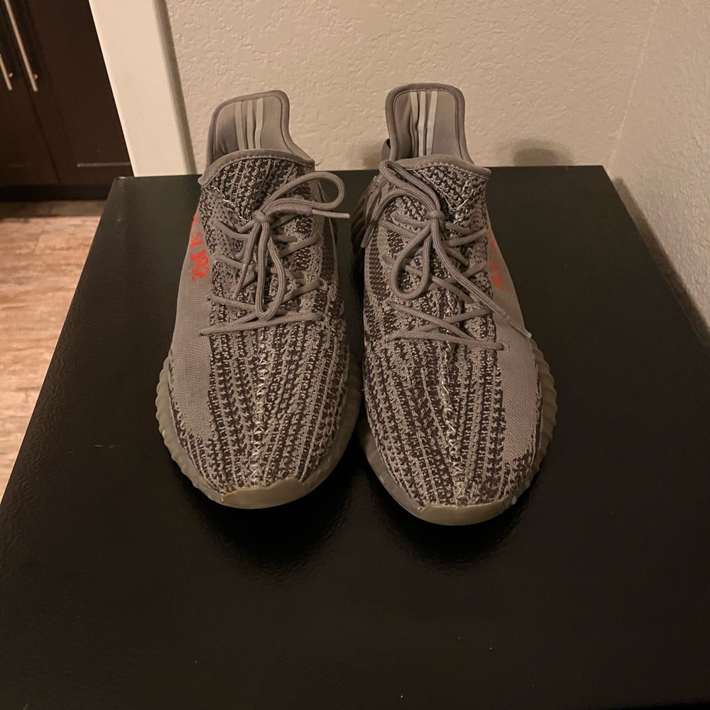 Yeezy Gray and Orange Sneakers